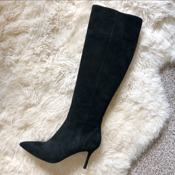 Donald J. Pliner Shoes - Donald J. Pliner Niya Suede Knee High Heeled Boots Black